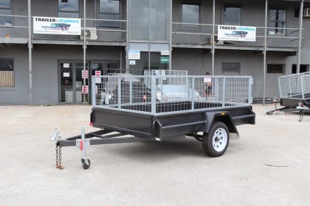 8x5 Single Axle Box 2ft Cage Trailer Heavy Duty