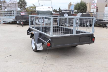 8x5 Single Axle Box 2ft Cage Trailer Heavy Duty