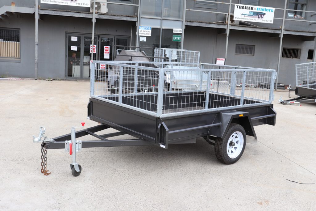 8x5 Single Axle Box 2ft Cage Trailer Heavy Duty